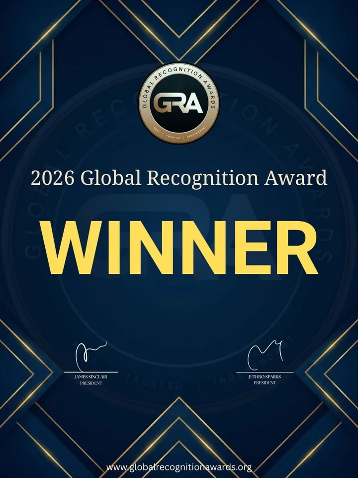 2026 Global Recognition Award Winner, portrait badge