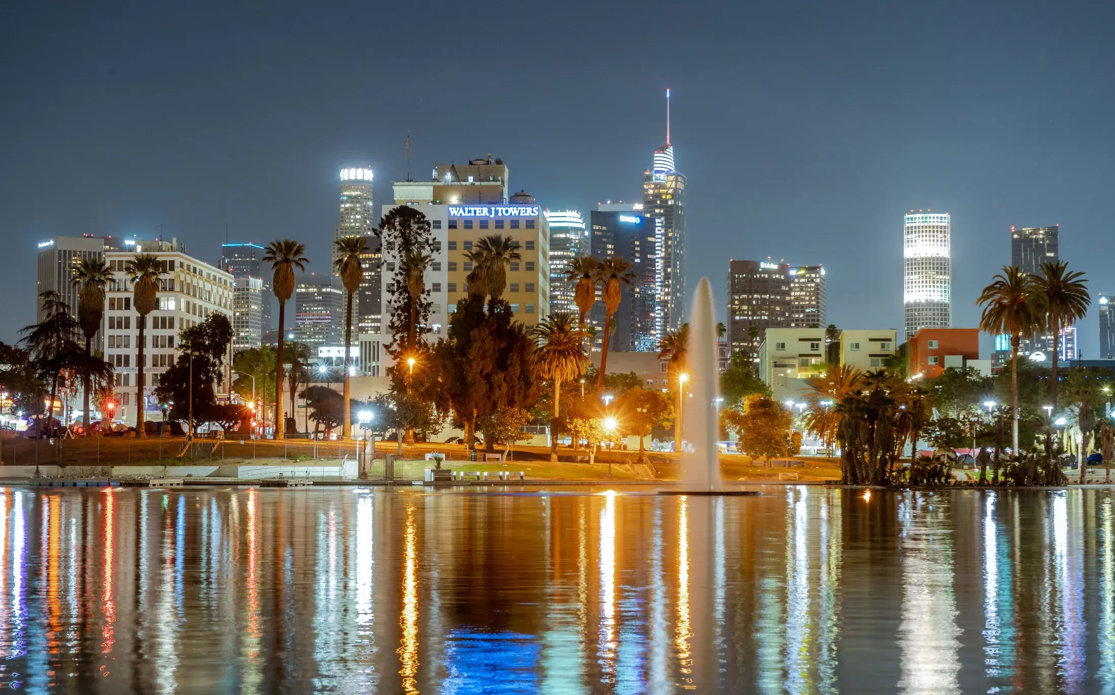 Los Angeles skyline illuminated at night