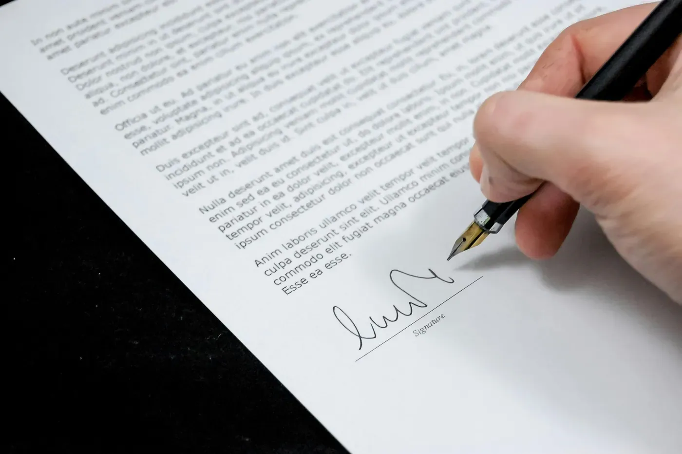 Signature on a printed document